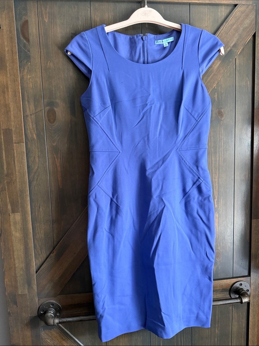 ANTONIO MELANI Cobalt Blue Cap-Sleeve Sheath Dress
